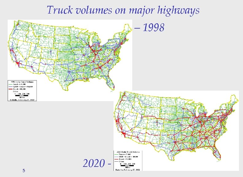 Truck volumes on major highways – 1998 5 2020 - 