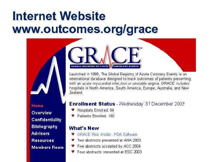 Internet Website www. outcomes. org/grace 