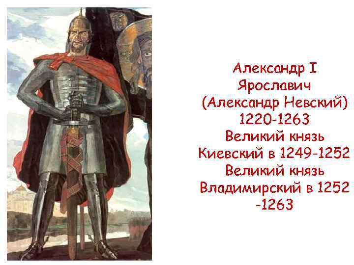 Александр I Ярославич (Александр Невский) 1220 -1263 Великий князь Киевский в 1249 -1252 Великий