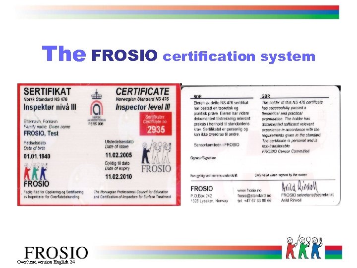 The FROSIO certification system Overhead version English 24 