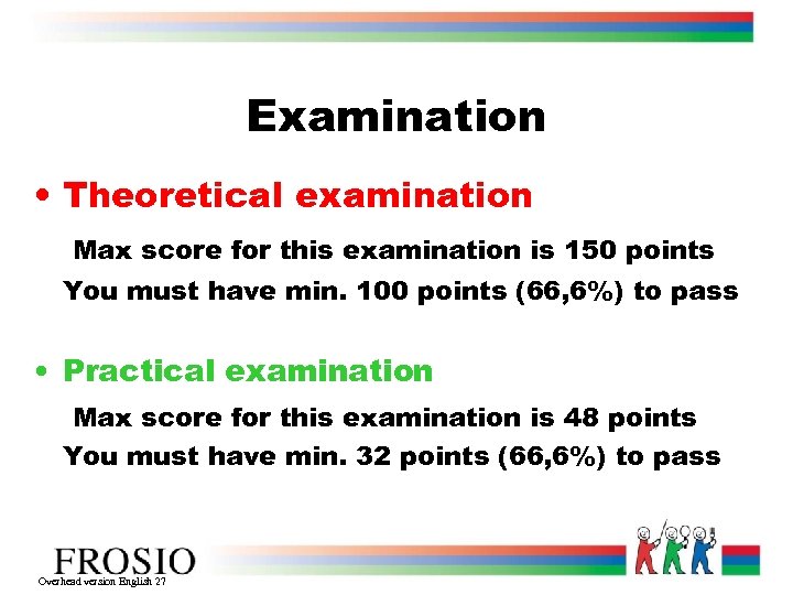 Examination • Theoretical examination Max score for this examination is 150 points You must