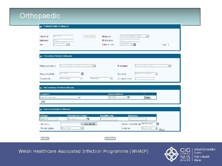 Orthopaedic Welsh Healthcare Associated Infection Programme (WHAIP) 