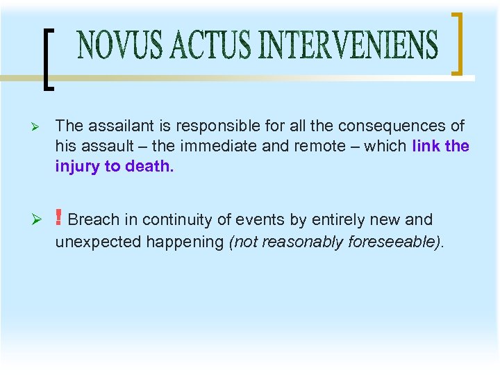 Ø Ø The assailant is responsible for all the consequences of his assault –