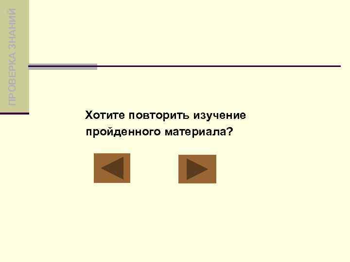 ПРОВЕРКА ЗНАНИЙ Хотите повторить изучение пройденного материала? 