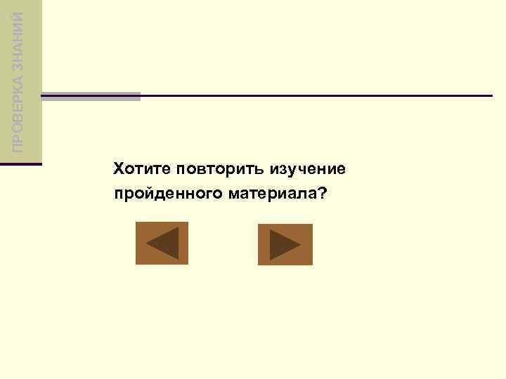 ПРОВЕРКА ЗНАНИЙ Хотите повторить изучение пройденного материала? 