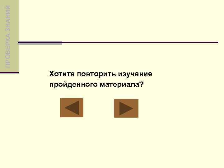 ПРОВЕРКА ЗНАНИЙ Хотите повторить изучение пройденного материала? 