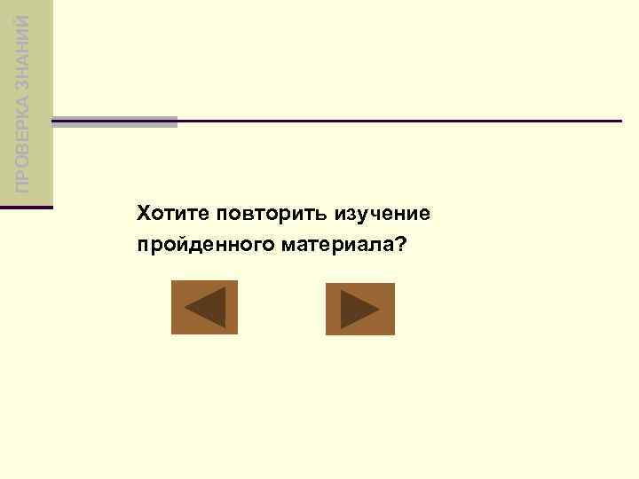 ПРОВЕРКА ЗНАНИЙ Хотите повторить изучение пройденного материала? 
