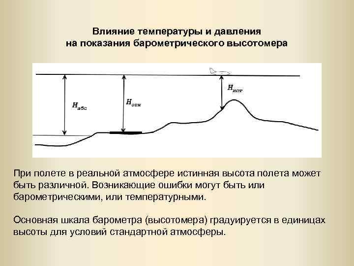 Влияние температуры и давления на показания барометрического высотомера При полете в реальной атмосфере истинная