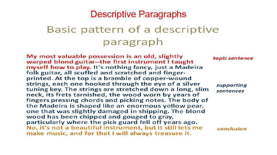 Descriptive Paragraphs 