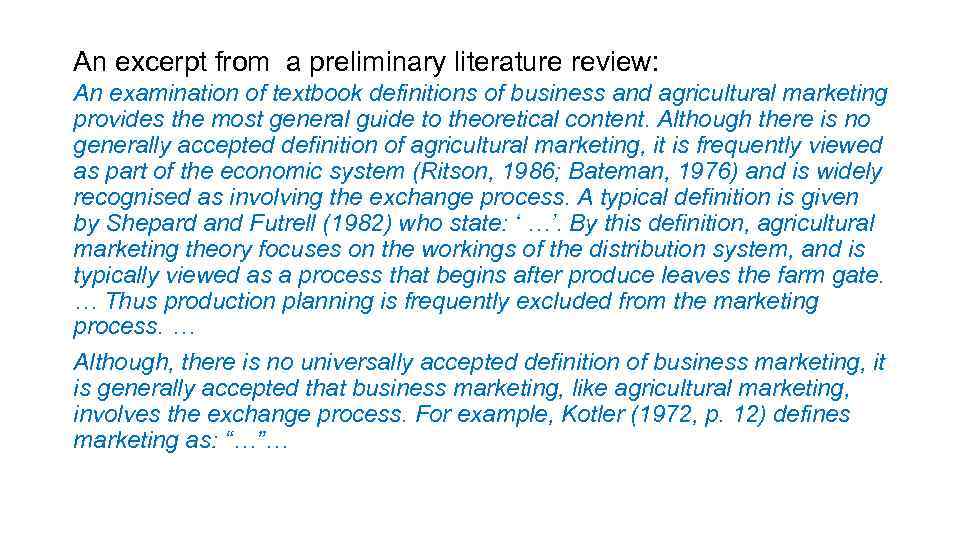 An excerpt from a preliminary literature review: An examination of textbook definitions of business