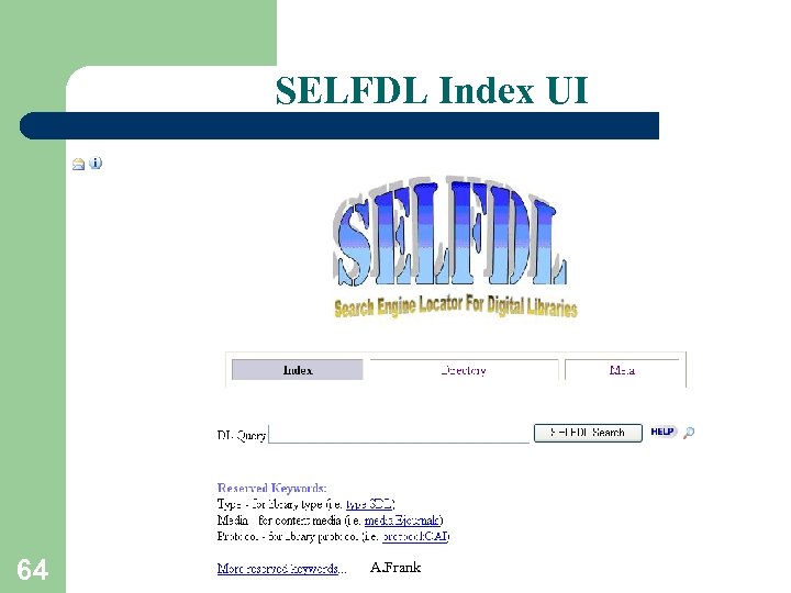 SELFDL Index UI 64 A. Frank 