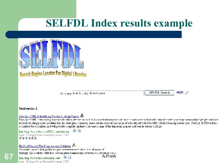 SELFDL Index results example 67 A. Frank 
