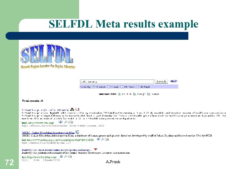 SELFDL Meta results example 72 A. Frank 