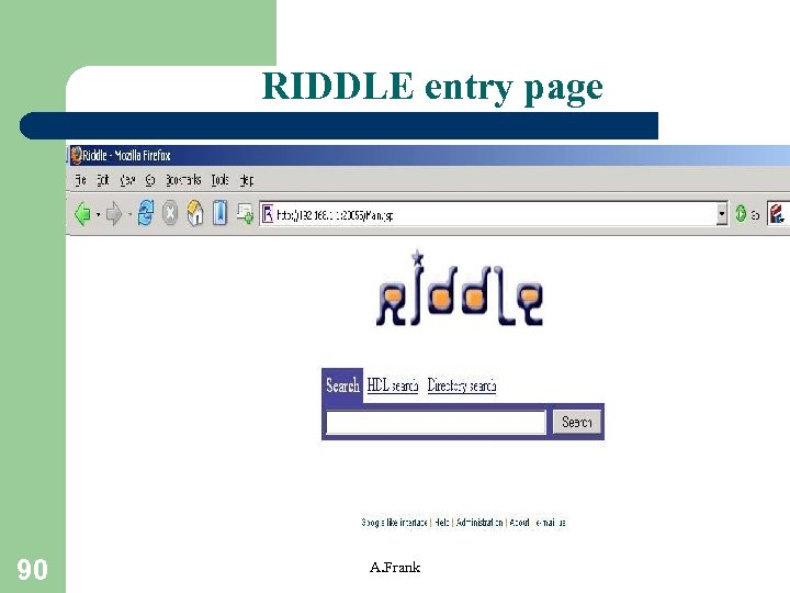 RIDDLE entry page 90 A. Frank 