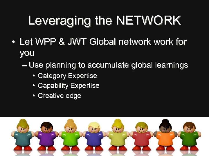 Leveraging the NETWORK • Let WPP & JWT Global network for you – Use