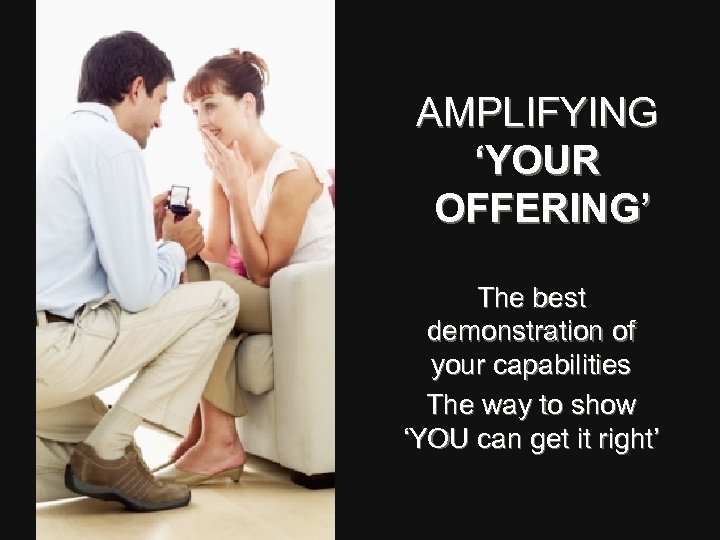 AMPLIFYING ‘YOUR OFFERING’ The best demonstration of your capabilities The way to show ‘YOU