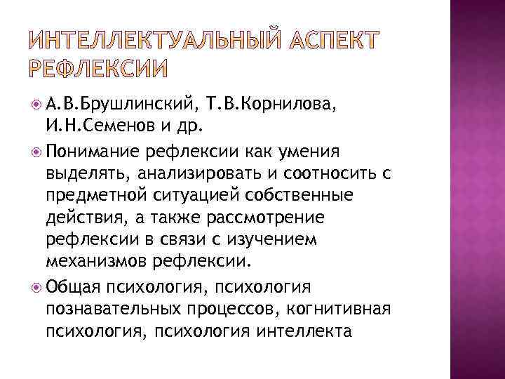  А. В. Брушлинский, Т. В. Корнилова, И. Н. Семенов и др. Понимание рефлексии