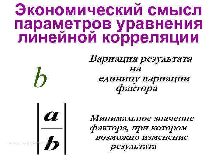 Экономический смысл параметров уравнения линейной корреляции b Астафурова И. С. АСТАФУРОВА И. С. Вариация