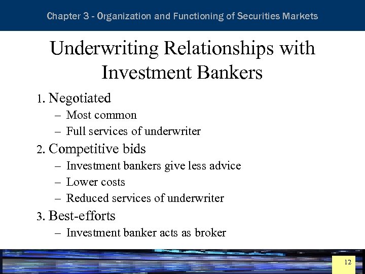 Essentials of Investment Analysis and Portfolio Management Chapter 3 - Organization and Functioning of