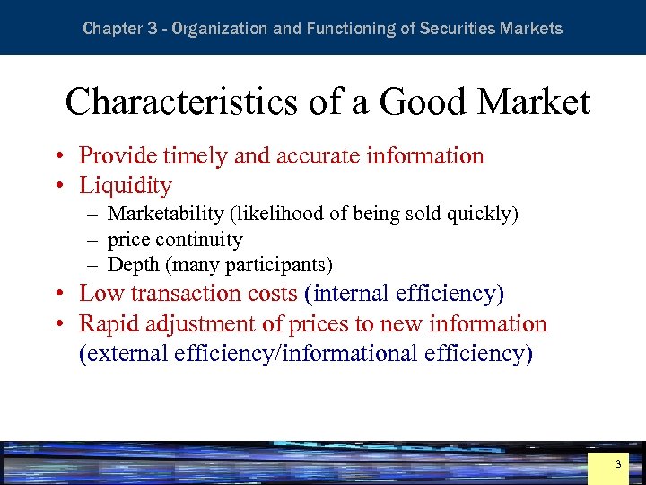 Essentials of Investment Analysis and Portfolio Management Chapter 3 - Organization and Functioning of