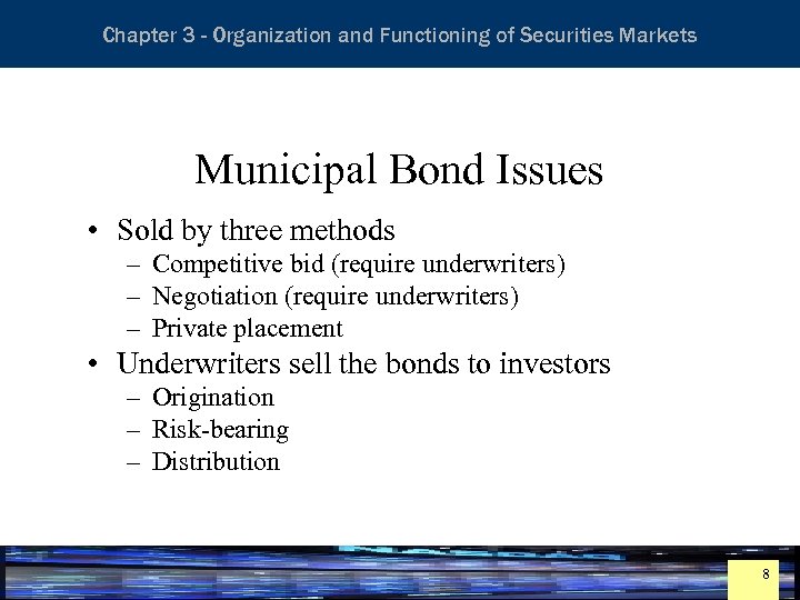 Essentials of Investment Analysis and Portfolio Management Chapter 3 - Organization and Functioning of