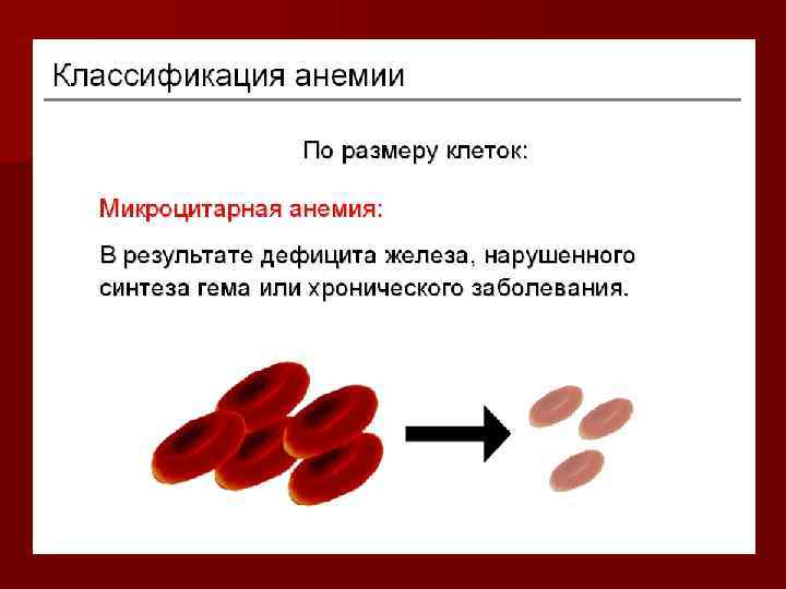 Величина клетки. Классификация анемий по размеру. Классификация анемий по величине клеток. Анемия по размеру клеток. Классификация микроцитарных анемий.