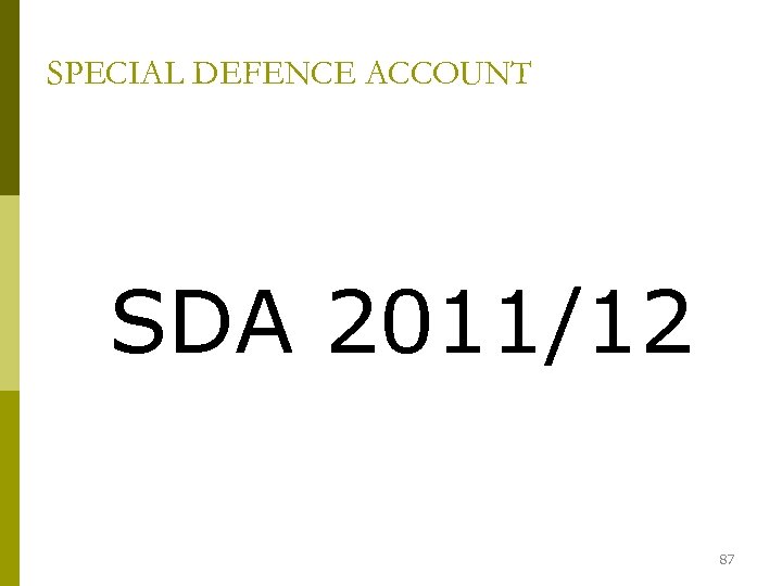 SPECIAL DEFENCE ACCOUNT SDA 2011/12 87 