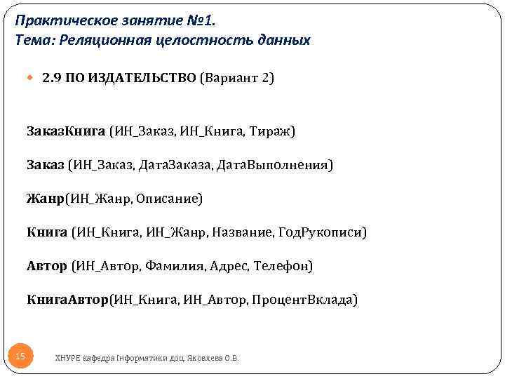 Практическое занятие № 1. Тема: Реляционная целостность данных 2. 9 ПО ИЗДАТЕЛЬСТВО (Вариант 2)