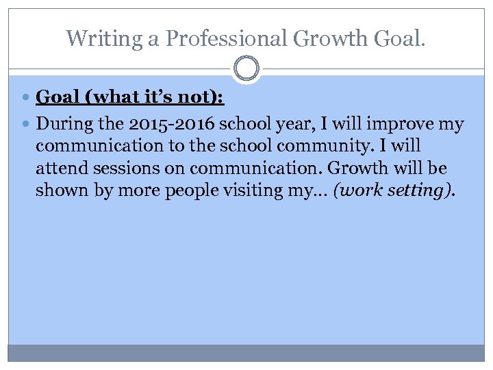 Writing a Professional Growth Goal (what it’s not): During the 2015 -2016 school year,