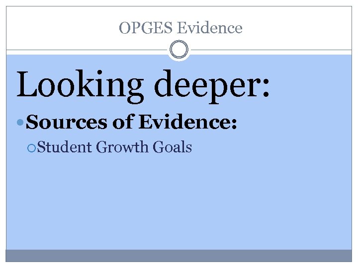  OPGES Evidence Looking deeper: Sources of Evidence: Student Growth Goals 