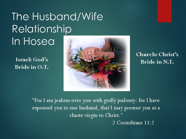 The Husband/Wife Relationship In Hosea Israel: God’s Bride in O. T. Church: Christ’s Bride