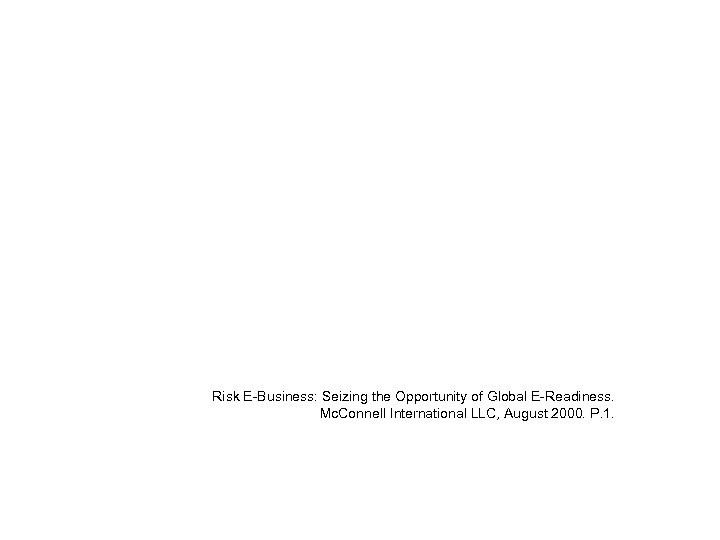 Risk E-Business: Seizing the Opportunity of Global E-Readiness. Mc. Connell International LLC, August 2000.