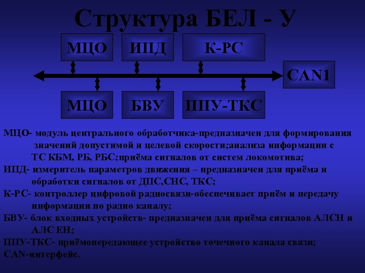 Структура БЕЛ - У МЦО ИПД К-РС САN 1 МЦО БВУ ППУ-ТКС МЦО- модуль