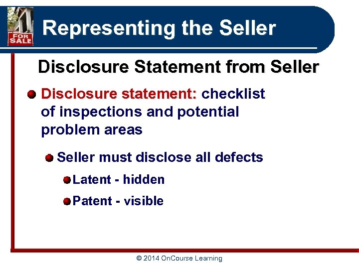 Representing the Seller Disclosure Statement from Seller Disclosure statement: checklist of inspections and potential