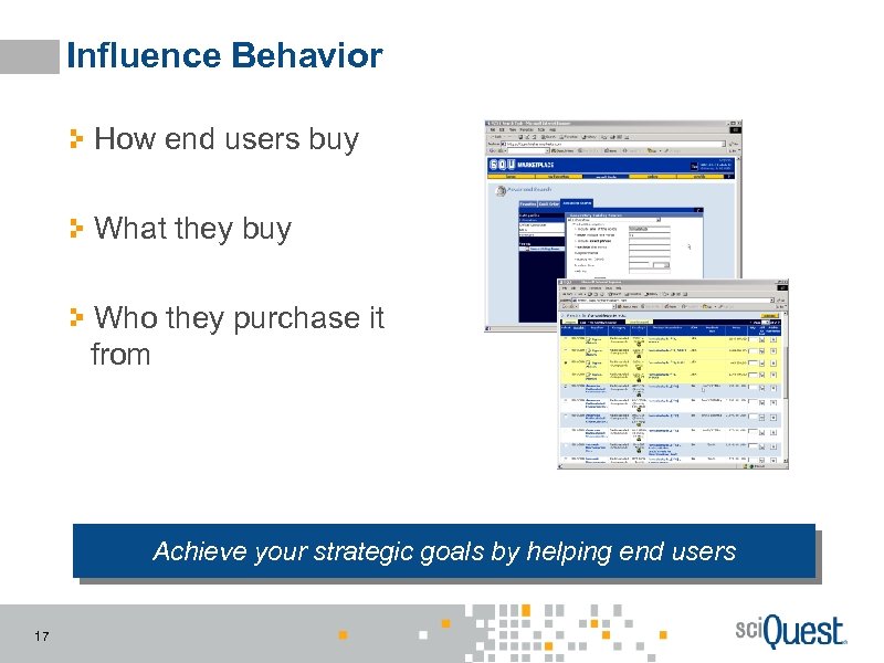 Influence Behavior How end users buy What they buy Who they purchase it from
