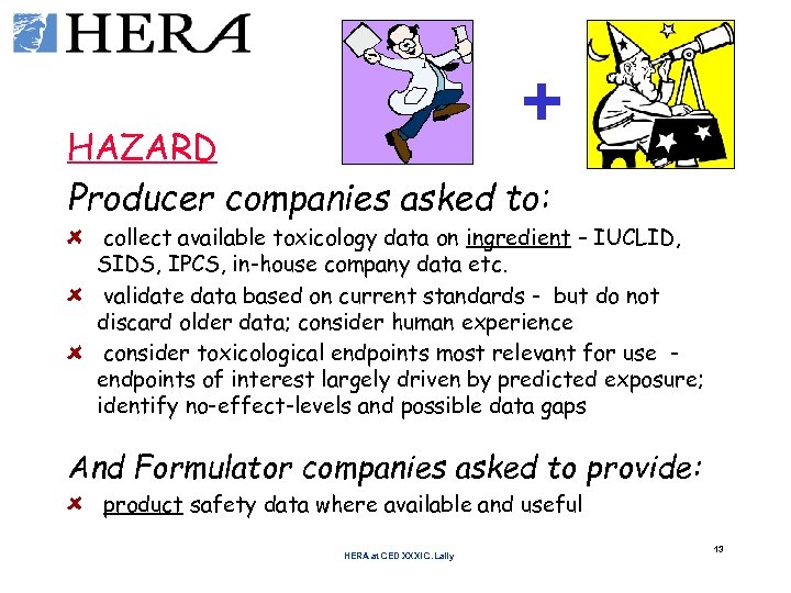 + HAZARD Producer companies asked to: collect available toxicology data on ingredient – IUCLID,