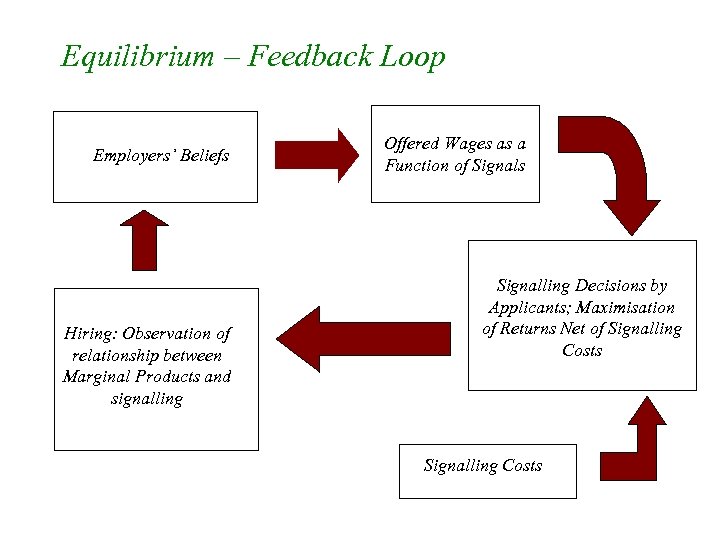 Equilibrium – Feedback Loop Employers’ Beliefs Hiring: Observation of relationship between Marginal Products and