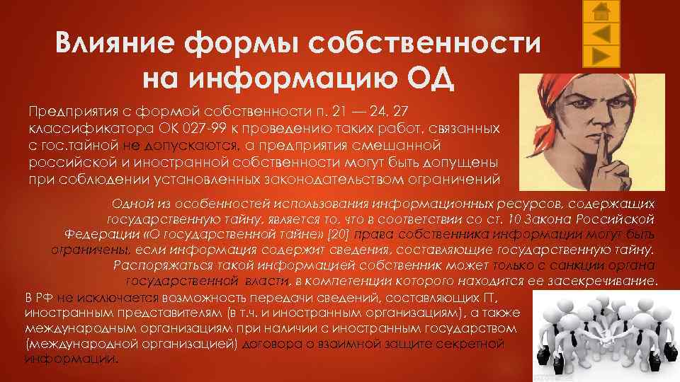 Влияние формы собственности на информацию ОД Предприятия с формой собственности п. 21 — 24,