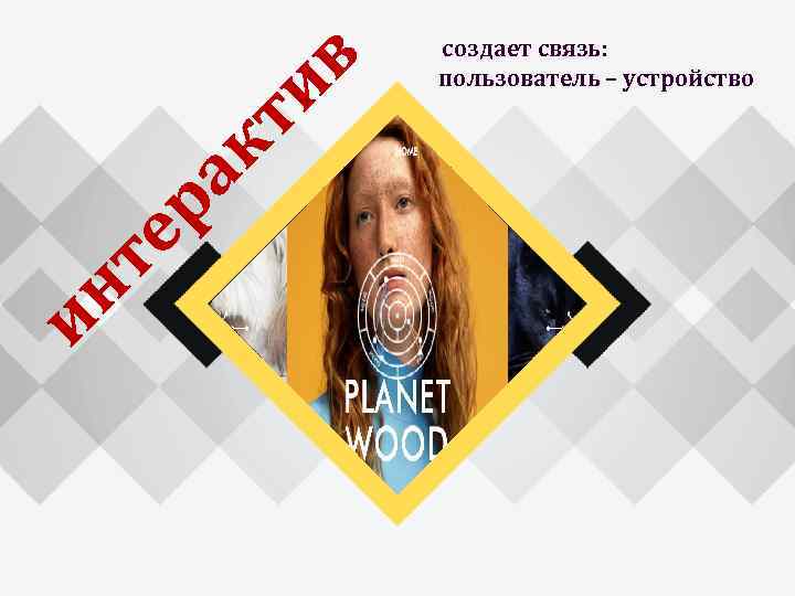 ин те ра к ти в создает связь: пользователь – устройство 