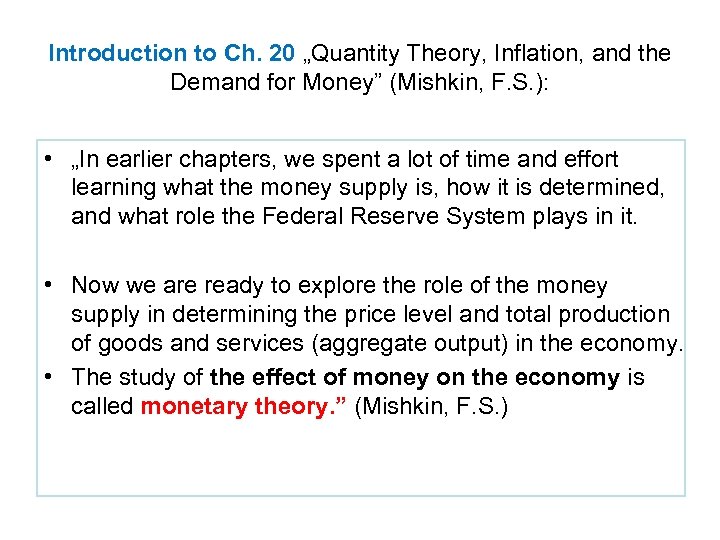 Monetary Policy Lecture 7 Monetary Theory Demand For - 