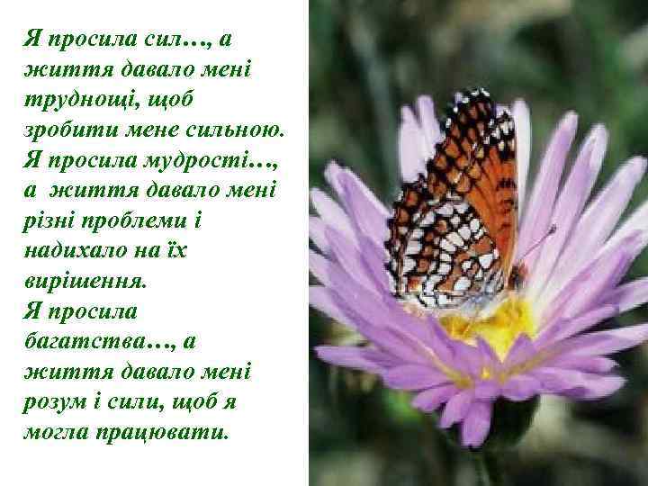 Я просила сил…, а життя давало мені труднощі, щоб зробити мене сильною. Я просила