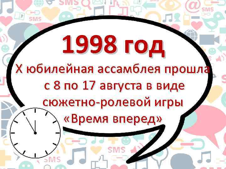 1998 год X юбилейная ассамблея прошла с 8 по 17 августа в виде сюжетно-ролевой