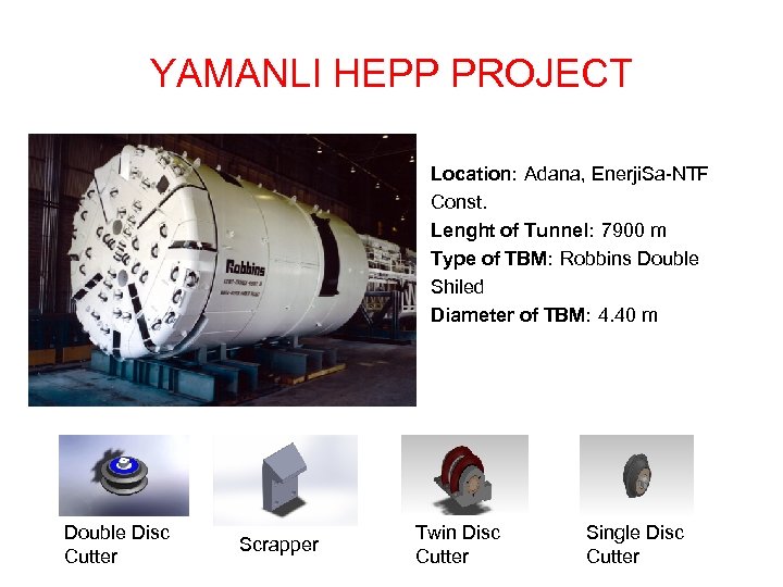 YAMANLI HEPP PROJECT Location: Adana, Enerji. Sa-NTF Const. Lenght of Tunnel: 7900 m Type