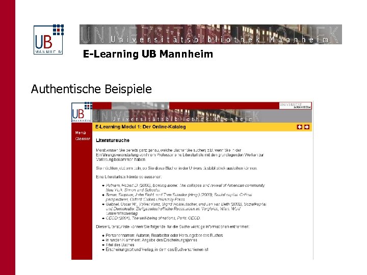 E-Learning UB Mannheim Authentische Beispiele 