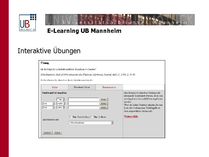 E-Learning UB Mannheim Interaktive Übungen 