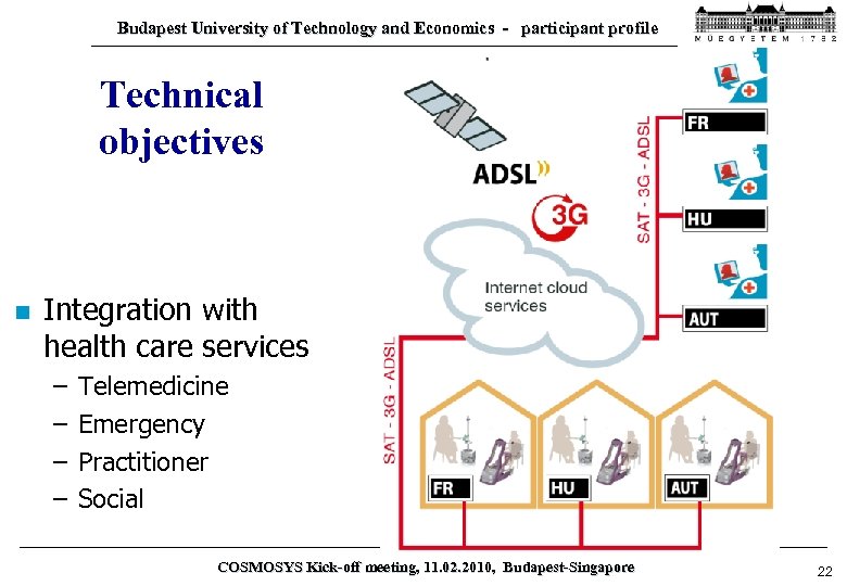 Budapest University of Technology and Economics - participant profile Technical objectives n Integration with