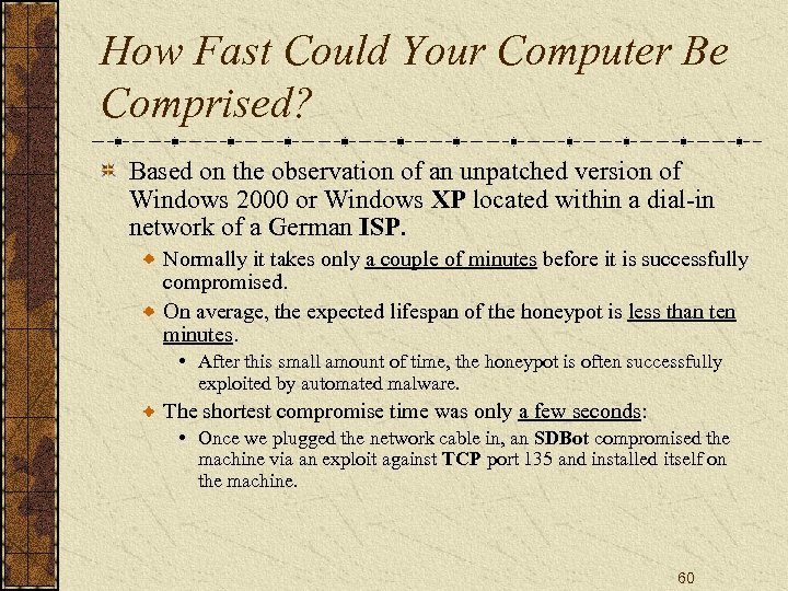 How Fast Could Your Computer Be Comprised? Based on the observation of an unpatched