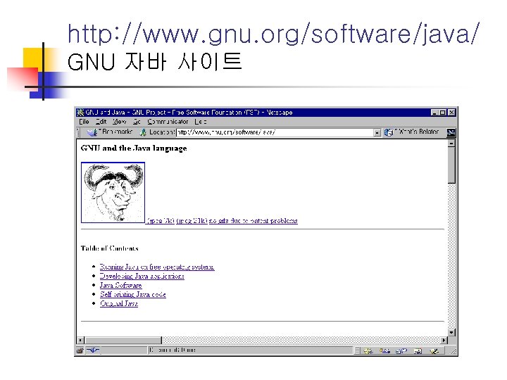 http: //www. gnu. org/software/java/ GNU 자바 사이트 