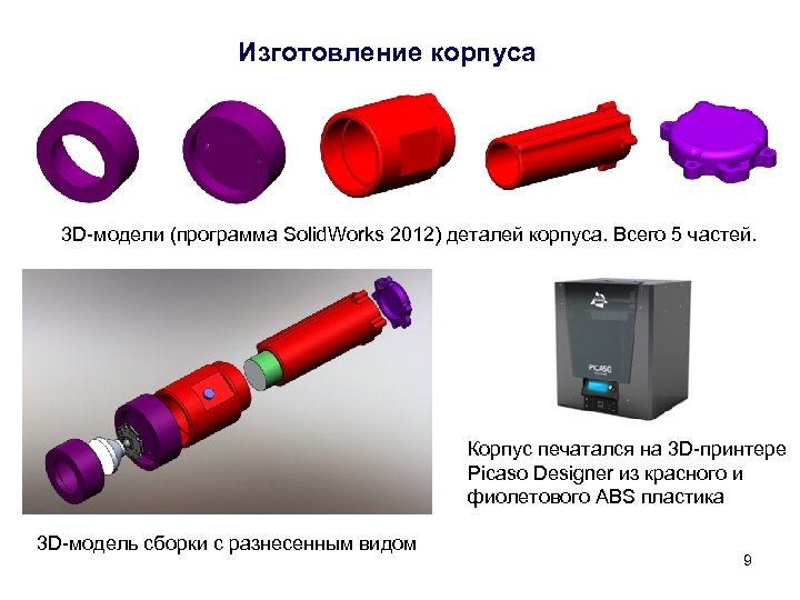 Изготовление корпуса 3 D-модели (программа Solid. Works 2012) деталей корпуса. Всего 5 частей. Корпус