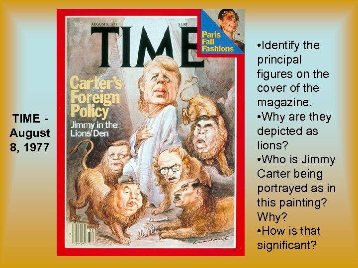 TIME August 8, 1977 • Identify the principal figures on the cover of the